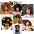 Kort Kinky Curly Afro Peruk För Svarta Kvinnor
