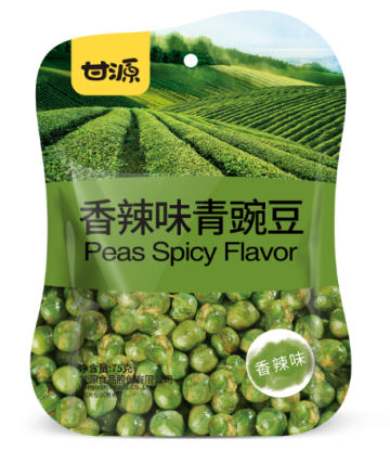 Unique snacks spicy flavor green peas