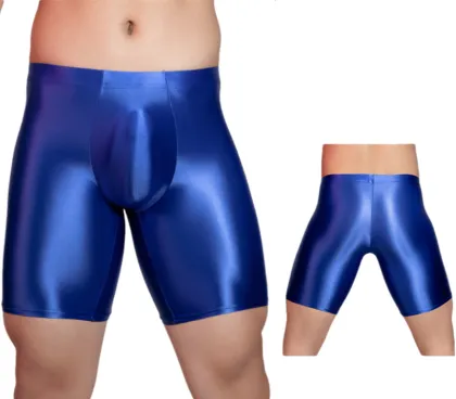 Shiny Men's Oil Glossy Shorts - Transparent Silk Underwear for Men