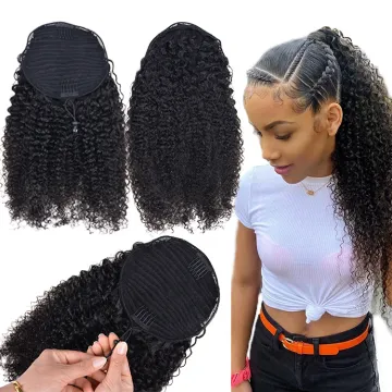 Curly Ponytail Wrap Around And Drawstring Ponytail Human Hair Virgin Brazilian Clip In Hair Extensions