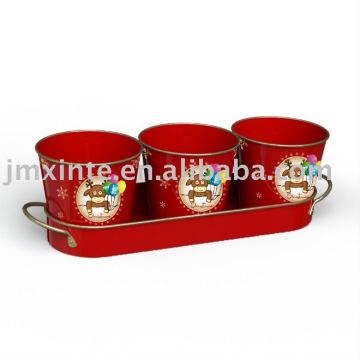 Christmas metal red flower pot