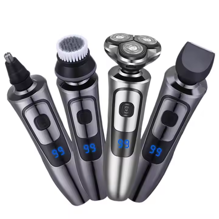 4 in 1 Hot Selling Face Hair Remover USB Groomer Waterproof Rotary Razor Beard Nose Hair Trimmer Electric Shaver for Men
