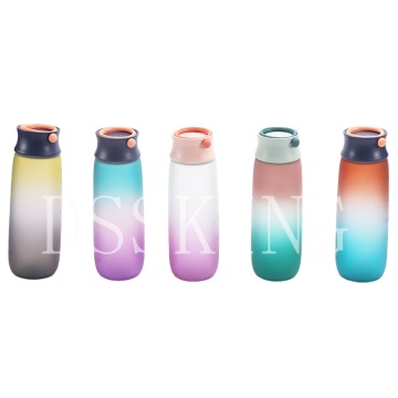 Simple large capacity portable sports plastic anti-drop cup filter water bottle with tea leak