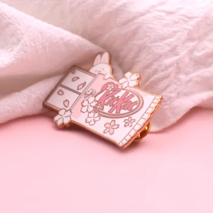 Custom Pink Bunny KitKat Enamel Pin