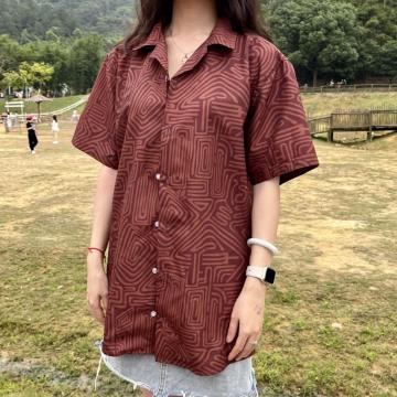 Red personality style cool loose pointed collar shirt