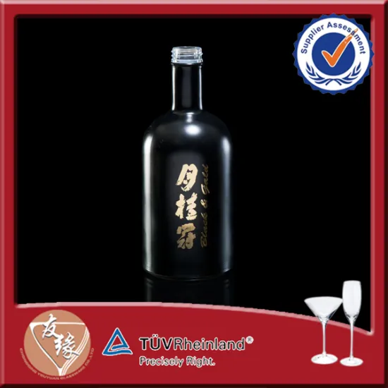 Hot Sale Round 75cl Black Japanese Sake Glass Bottles