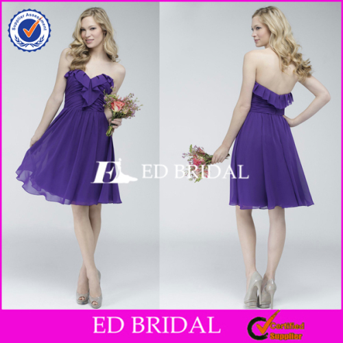 CE1039 Roxo Chiffon Joelho-Comprimento 2015 Gorgeous Vestidos dama de honra