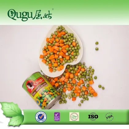 Healthy foods cannd mixed vegetables peas with carrots