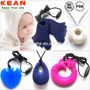 Silicone pendant with breakaway clasps and amber teething necklace for babies