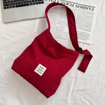 Portable Elegant Sustainable Wine Red Canvas Tote Bag