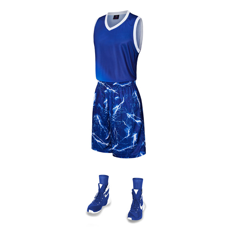 Sublimação camisa de basquete uniforme com decote em v