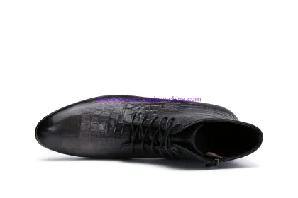 Men′ S Lace-up Embossing Leather Business Boots