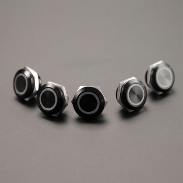 Langir 19 mm Short Oxidize zwarte waterdichte IP67 LED verlichte metalen drukknop schakelaar