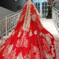 Long Sleeves Red Vintage Wedding Dress