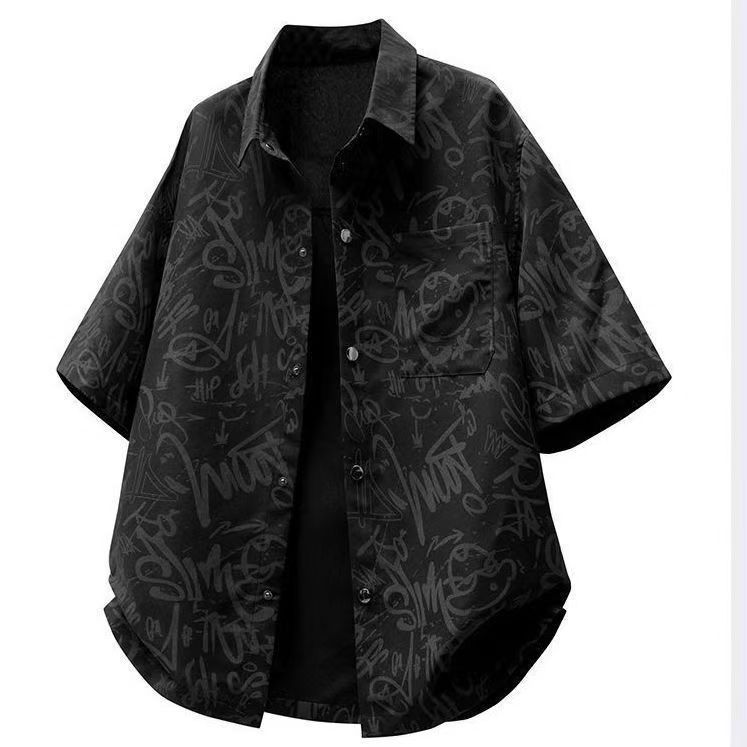 Men Gradient Color Short Sleeve Casual Shirt