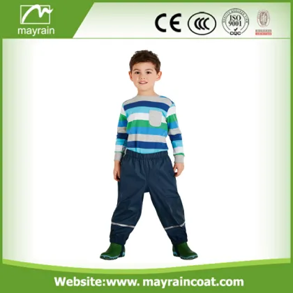 Children Rain Pants Reflective PU Leather Bib Pants