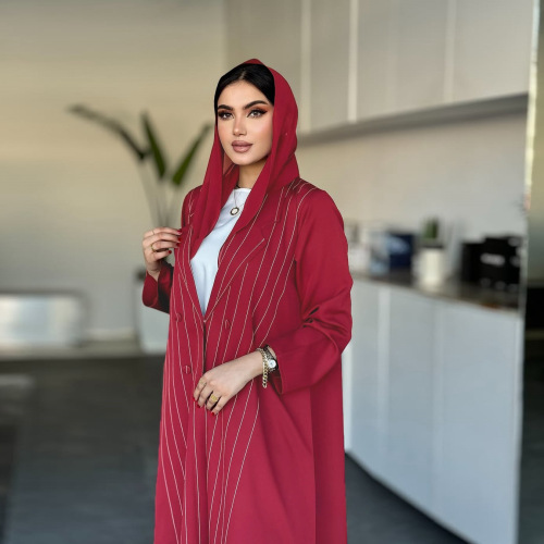 مانتو بلند عبای راه راه مسلمان لباس زنانه