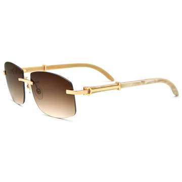Rimless White Buffalo Horn Sunglasses