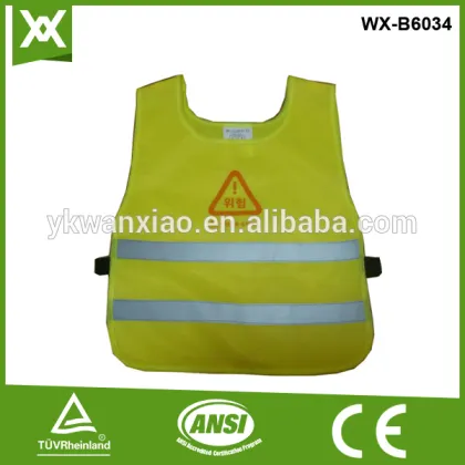 2015new desig hi visibility yellow children warning vests
