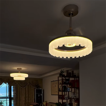 Modern Luxury Crystal Ceiling Light with Fan for Living Room
