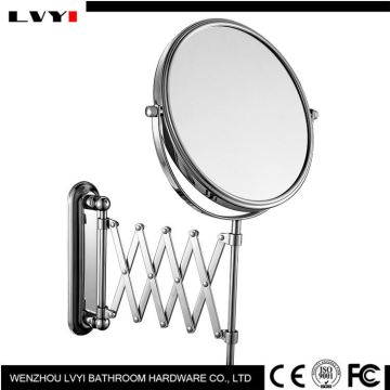 Hot promotion unique design round push and pull shaving wall cosmetic mirror