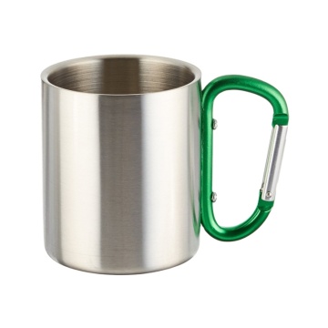 Portable Double Walled Mug with Carabiner Handle for Outdoor Travel