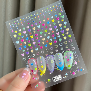 Hot Selling 5D Embossed Nail Decals - Heart, Star & Flower Self-Adhesive Nail Art Stickers