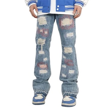 Cuci celana jeans yang dicuci robek