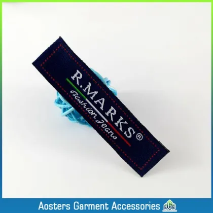 Recycled brand name apparel woven label