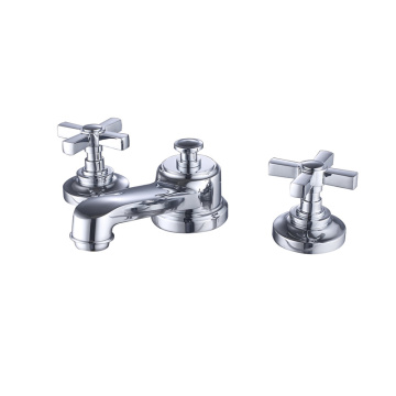 Hoʻopili ʻia ʻo Deck Mounted Dual Cross Knobs Basin Mixer Tap