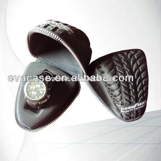 watch travel case of custom eva watch case with zipper and custom logo of eva watch box in PU leather and eva foam inserts tray