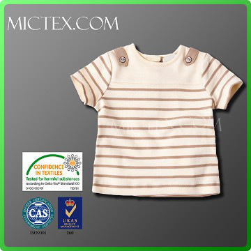 wholesale short sleeves srtiped cotton baby t-shirts T-shirt OEM