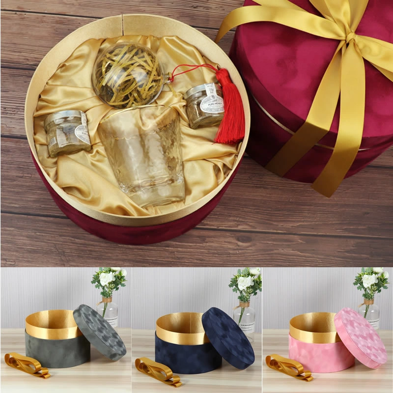 Velvet Flower Box Velvet Rose Bouquet Round Hat Box - China Flower Box, Box  Flower