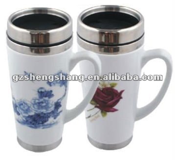 450ml ceramic mug with lid with FDA &SGS test, Eco-friendly