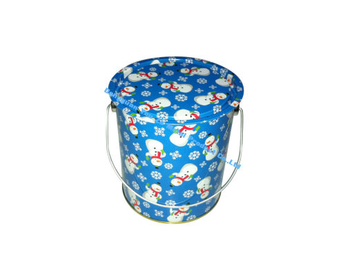 Cartoon Printed Tin Cookie Containers With Handle , 110*128mm