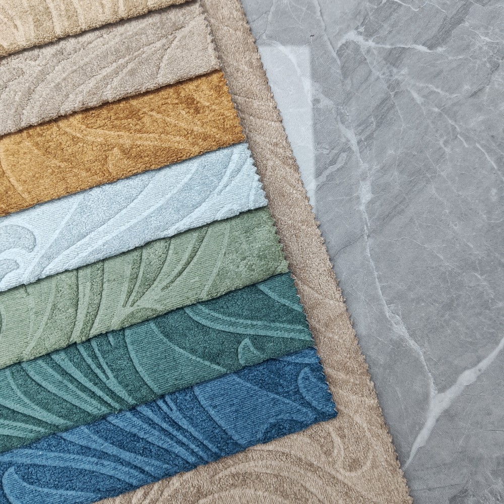 Soft 300G Embossed Velvet Upholstery Fabric for Sofa