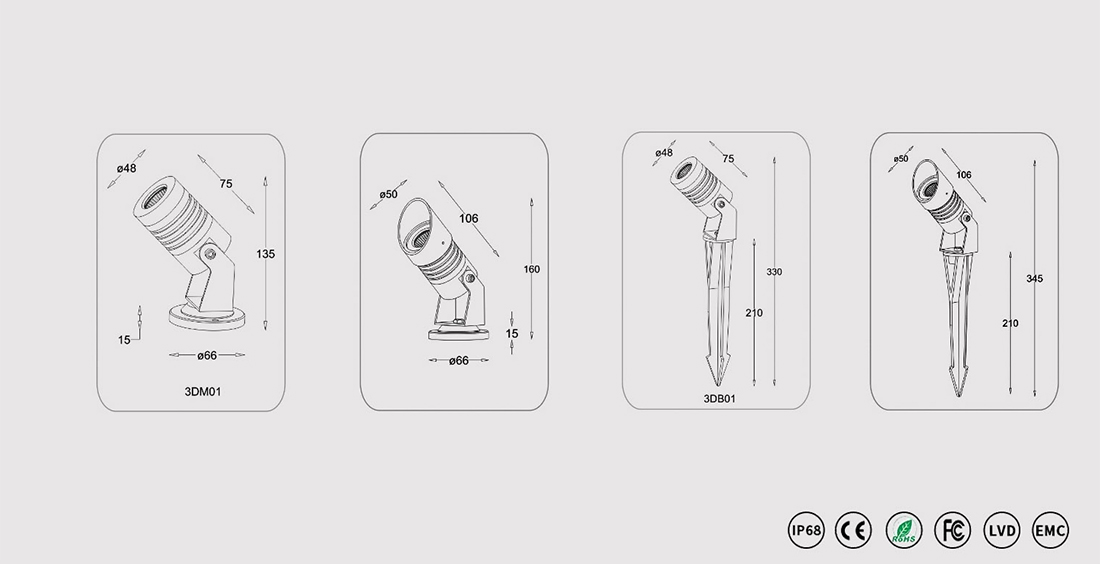 IP65 5W 48mm Garden Spotlight LED Light