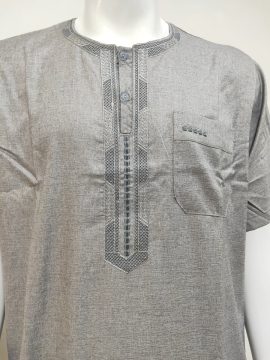 Grey Color Cotton Men's Moroccan Robe