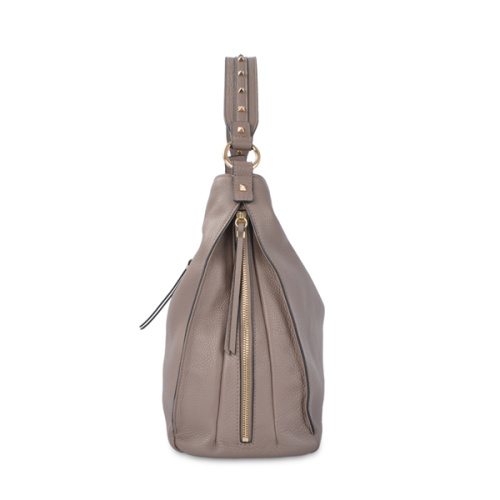 Slouchy Mat Leather Hobo Bag With Regulated Handle