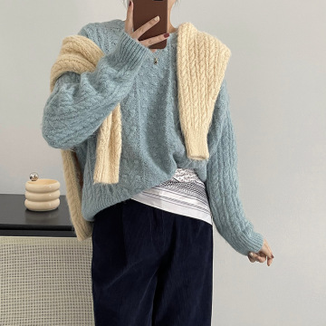 Damen übergroße Pullover Langarmpullover