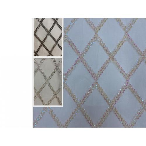 Regular Rhombus Beads Sequins Embroidery Fabric