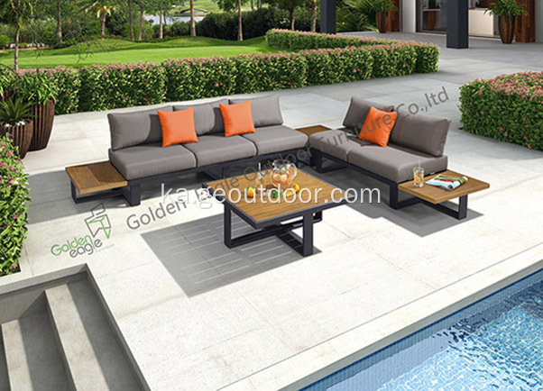 ყველა ალუმინის ბაღი Sofa Patio ავეჯით