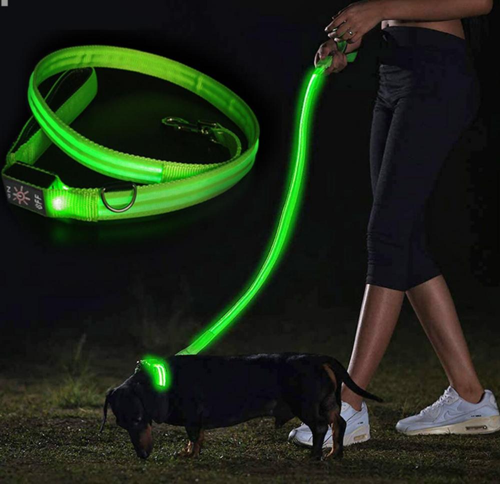 LED Dog Leashes USB Rechargeable Flashing Light Waterproof Luminous Safety Lighter LED Dog Leash