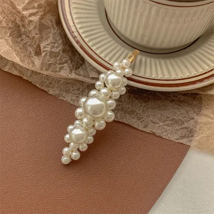 Wholesale Diamond & Pearl 'M' Hair Clips: Elegant Bride & Women's Hair Accessories