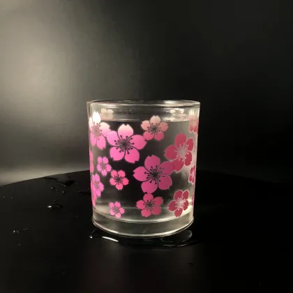 Popular Floral Sakura Glass Cup - Change Color Magic Cup, 11oz
