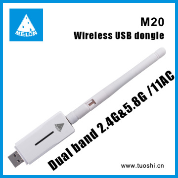 Dual band 2.4G/5.8G usb wifi dongle with 2dbi omni antenna Melon M20