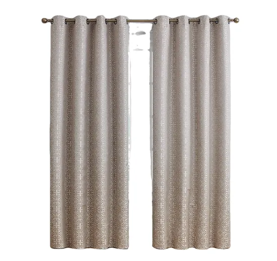 OEKO-TEX Certified 100% Polyester European Luxury Geometric Patterned Blackout Jacquard Curtain - Total Light Block for Bedroom