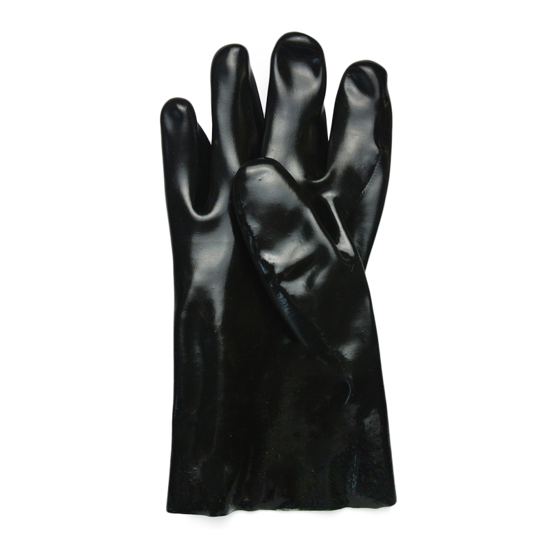 12''Length Black PVC Gloves Smooth Finish Single Dipped 