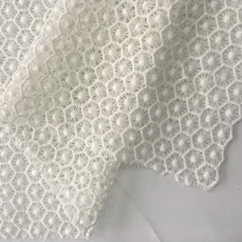 White Geometry Sunflower Chemical Lace Embroidery Fabric