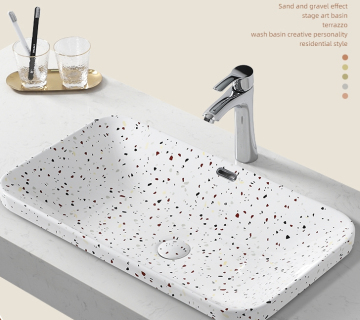 Artificial Marble Terrazzo Hotel White Wash Basin